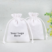 White Indian Cotton Jewelry Pouches, Small Coin Storage Bags, Cosmetic Packaging Pouches - CraftJaipur
